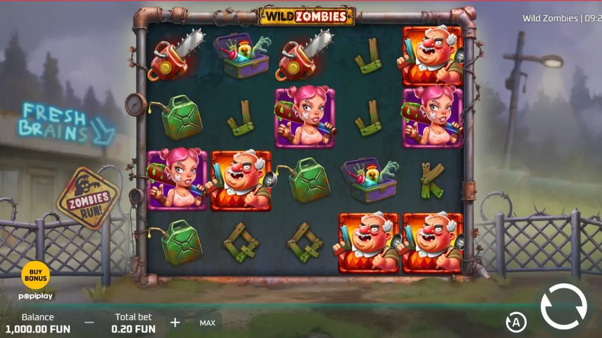 Interface do slot Wild Zombies com zumbis e elementos de apocalipse